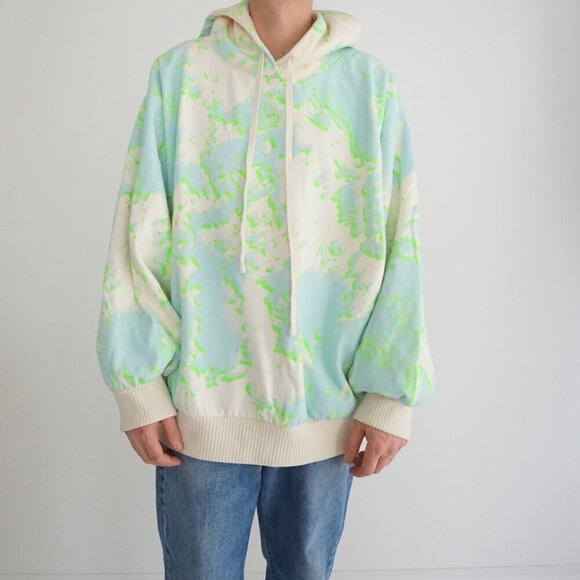 Making The Cut Neon Green Cream Paint Splatter Hooded Sweatshirt 2XL (New) - Picture 1 of 10